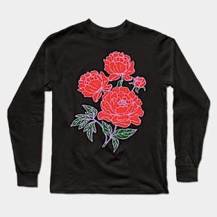 Red Peonies Long Sleeve T-Shirt